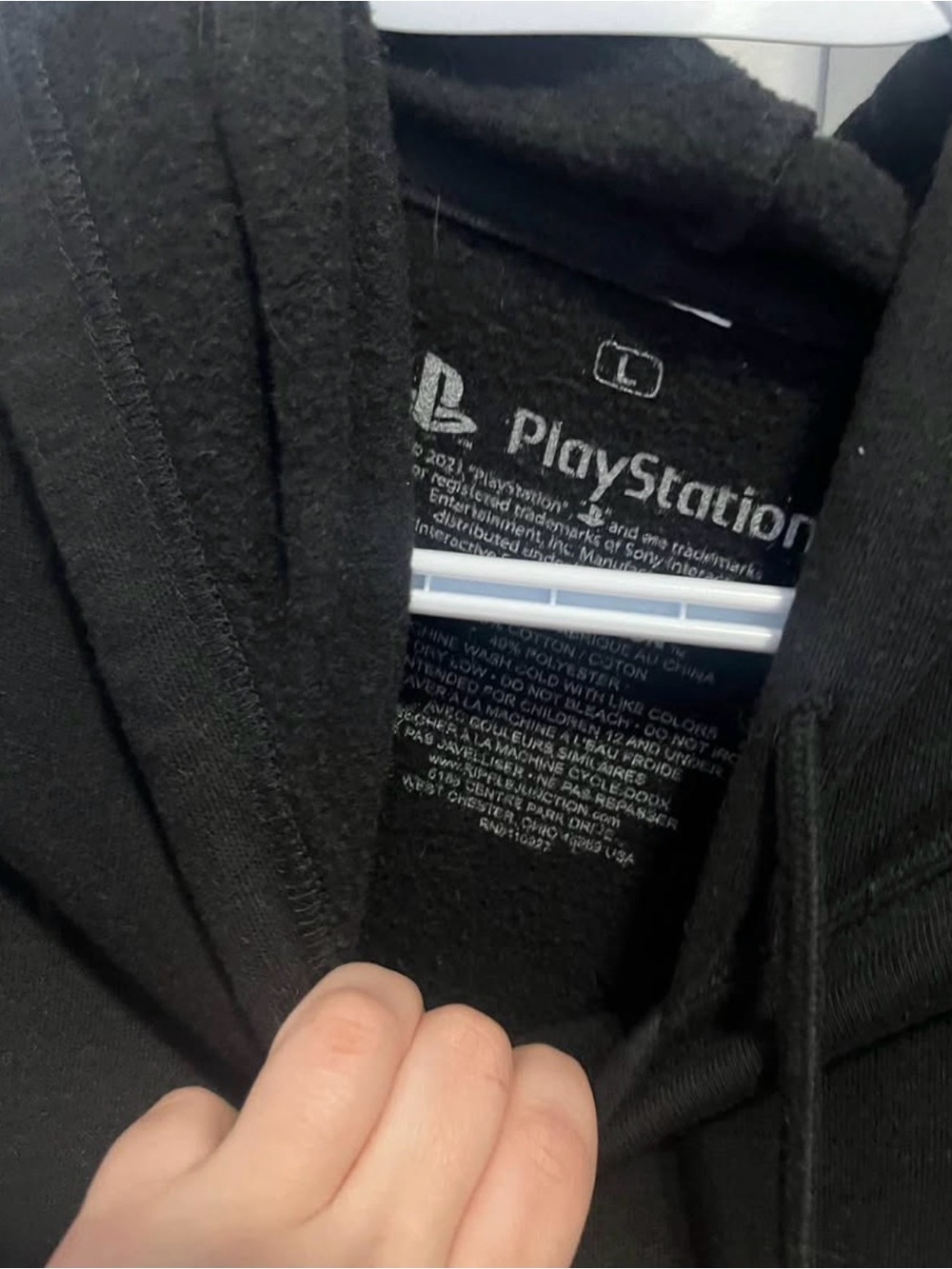 Sony Black Logo Hoodie - Official Gaming Pullover Playstation Large Game Stop - Picture 2 of 2